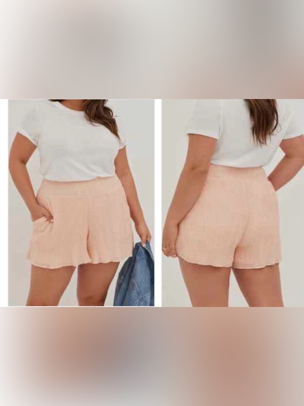 torrid Peach Textured High-Rise Relaxed Shorts